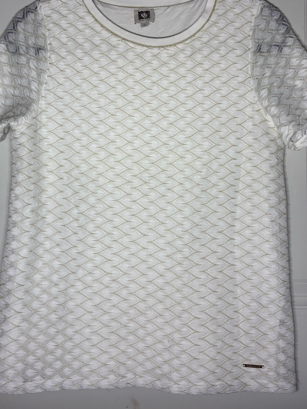 Anne Klein White Top with Gold Metallic Trim